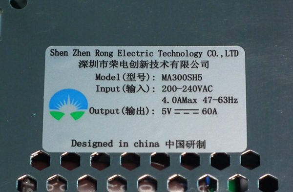 Rong-Electric MA300SH5 5V60A 300W LED Display Power Supply 4